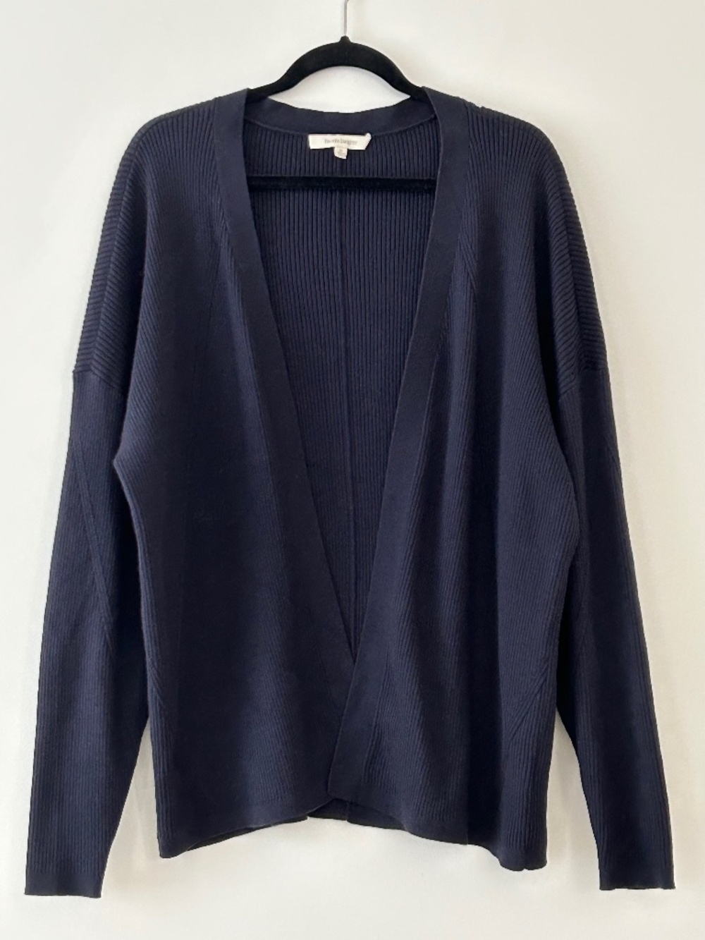 Favorite Daughter Cotton & Cashmere Navy Blue Ribbed Open Cardigan